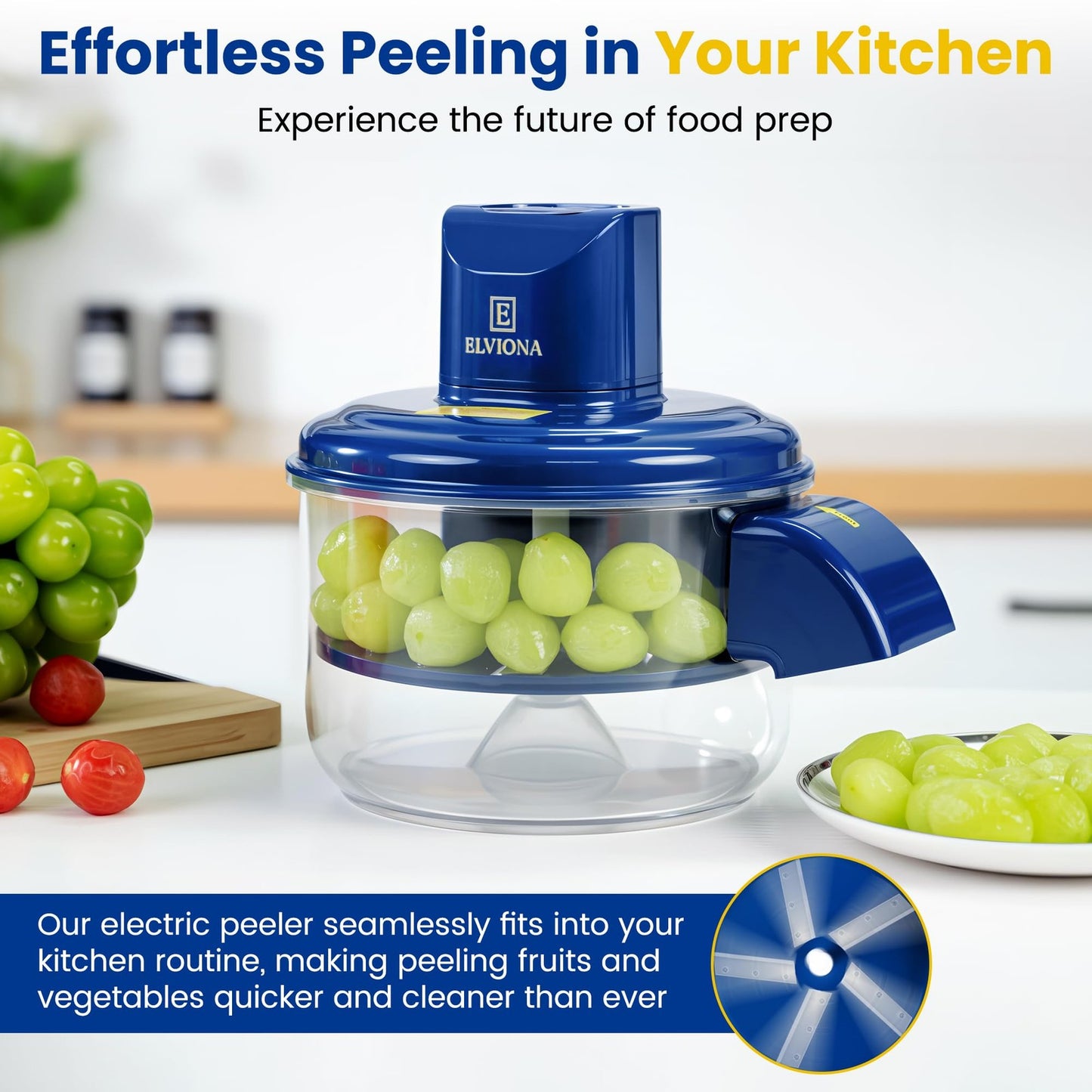 Automatic Grape Peeler Machine – Powerful Garlic & Cherry Tomato Peeler, Cord...