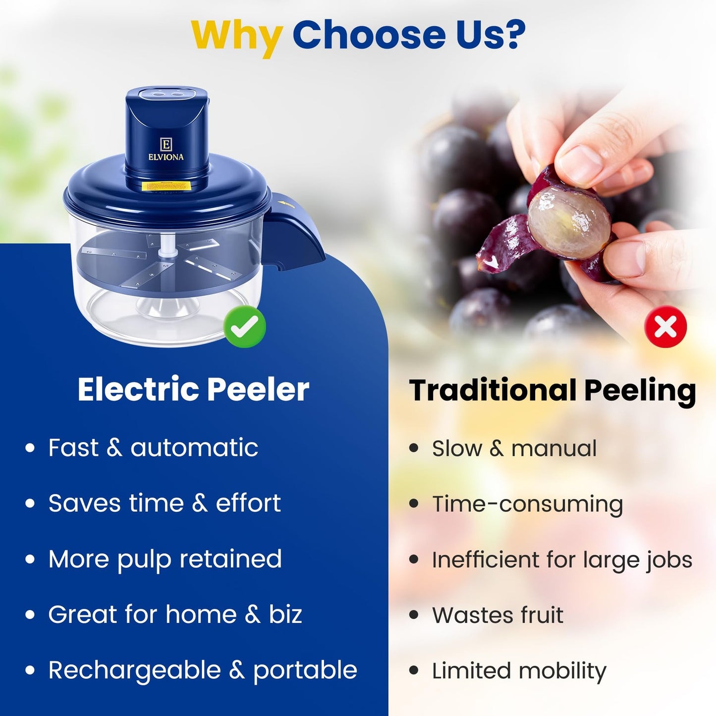 Automatic Grape Peeler Machine – Powerful Garlic & Cherry Tomato Peeler, Cord...